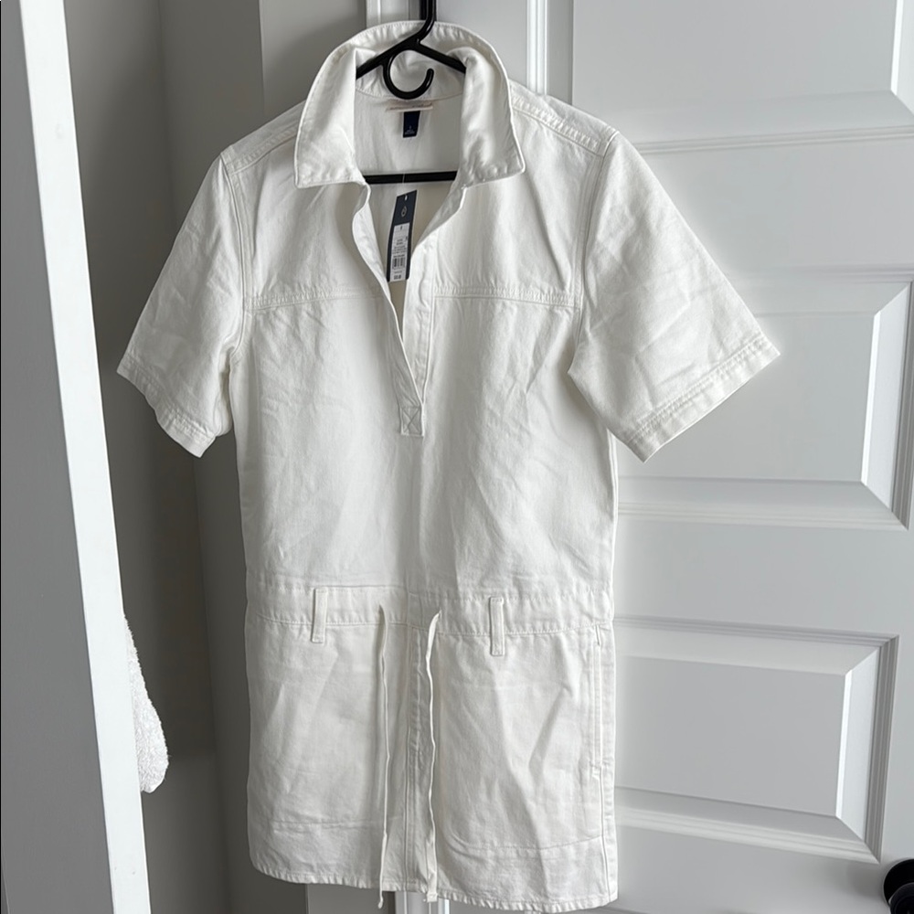 White Casual Button Down Dress